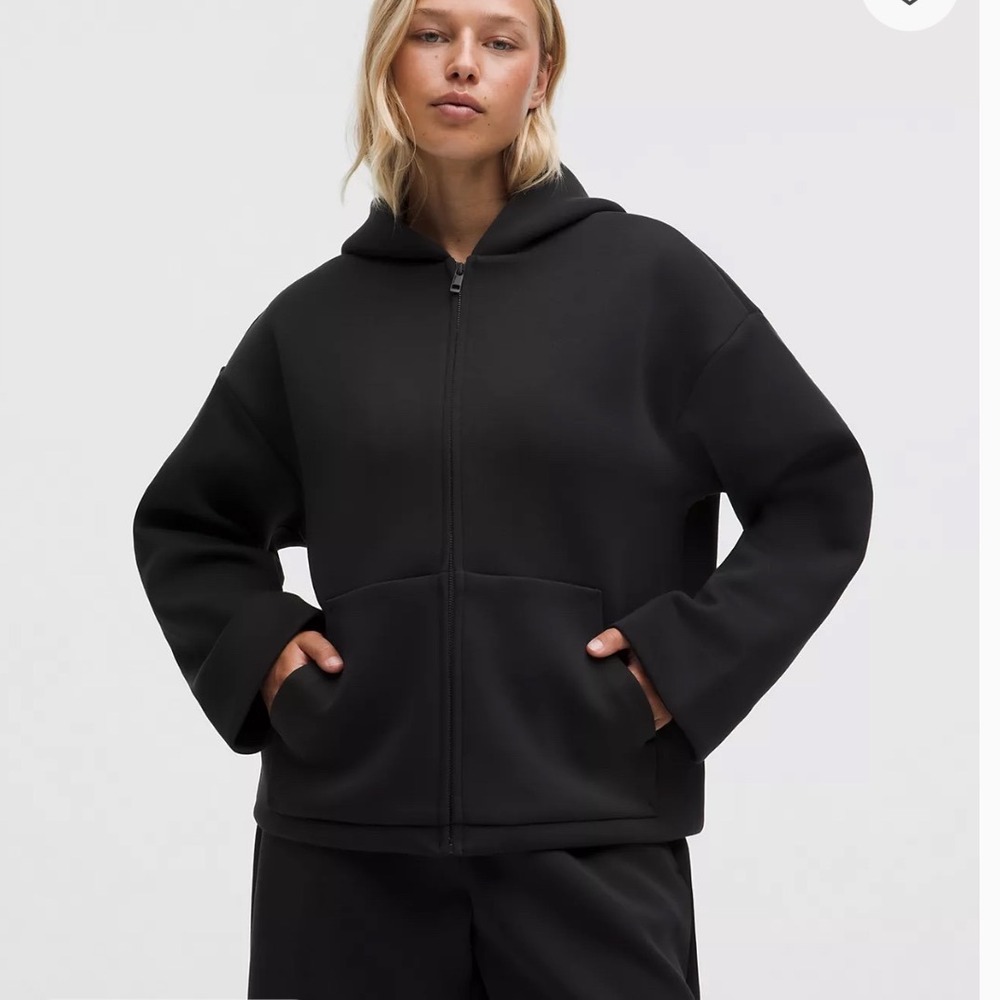 Lululemon Sleek Spacer Oversized Zip Hoodie 4  Black Spacer Fabric Jacket Womens